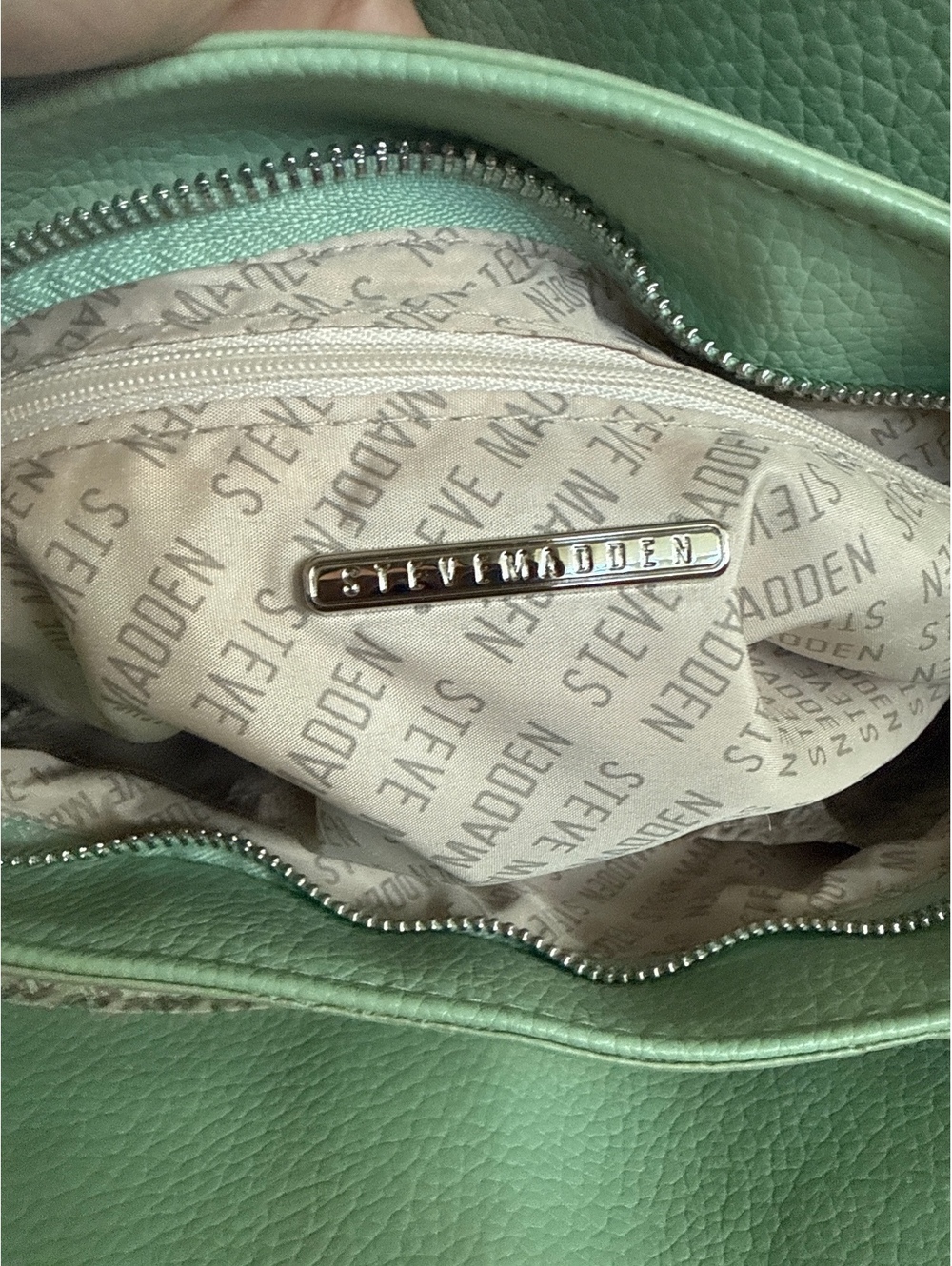 Steve Madden Mint Green Pebbled Leather Satchel Handbag - Picture 8 of 9